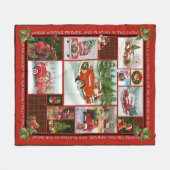 聖降誕祭お目出度う赤いトラックの車のクリスマス。 フリースブランケット (正面(横))