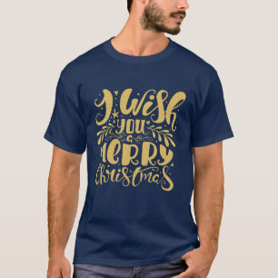 聖降誕祭お目出度う金ゴールドタイポグラフィ Tシャツ