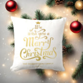 聖降誕祭お目出度う金ゴールドパーソナライズされたを クッション