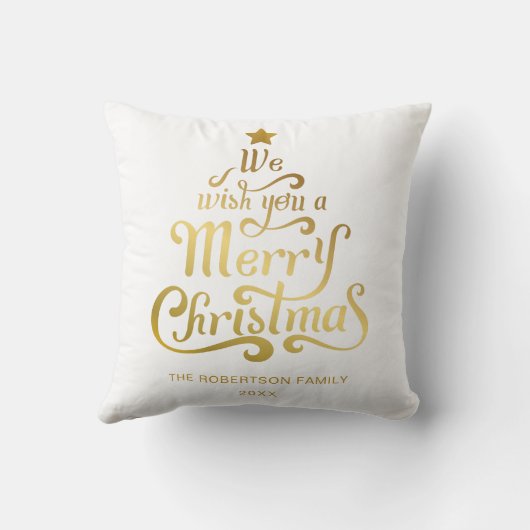 聖降誕祭お目出度う金ゴールドパーソナライズされたを クッション (裏面)