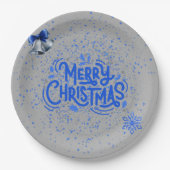 聖降誕祭お目出度う銀の青 | ペーパープレート (正面)