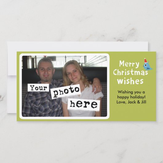 聖降誕祭お目出度う |かわいい青い鳥の写真 シーズンカード (正面)