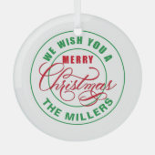 聖降誕祭お目出度う ガラスオーナメント (正面)