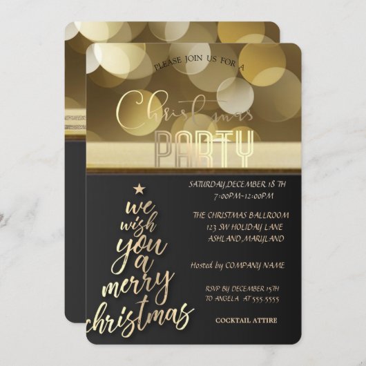 聖降誕祭お目出度う、クリスマスツリーパーティー 招待状 (正面/裏面)