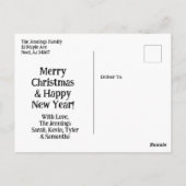 聖降誕祭お目出度う | サンタおもしろいハットの牛 ポストカード (裏面)