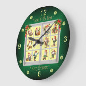 *聖降誕祭お目出度う、サンタと小人の皆さん*  ラージ壁時計 (傾斜)