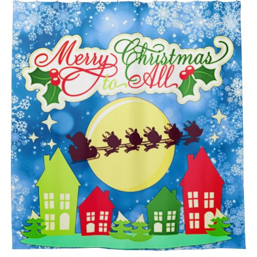 聖降誕祭お目出度う シャワーカーテン (正面)