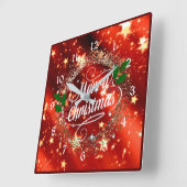 聖降誕祭お目出度う スクエア壁時計 (傾斜)