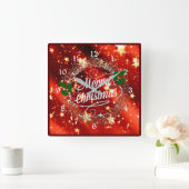 聖降誕祭お目出度う スクエア壁時計 (ホーム)