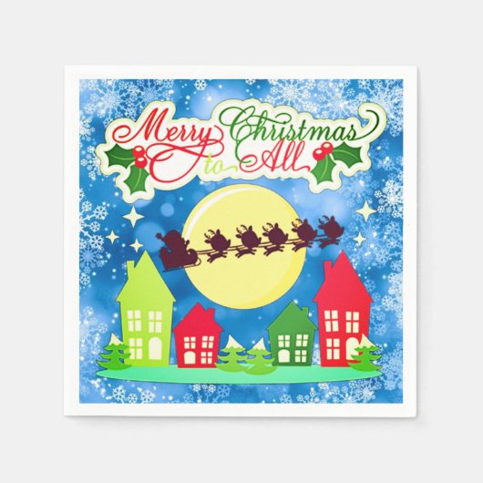 聖降誕祭お目出度う スタンダードカクテルナプキン (正面)