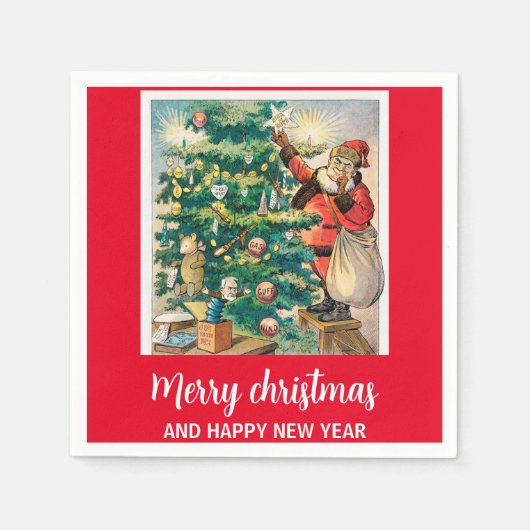 聖降誕祭お目出度う スタンダードカクテルナプキン (正面)
