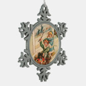 聖降誕祭お目出度う スノーフレークピューターオーナメント (左)