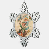 聖降誕祭お目出度う スノーフレークピューターオーナメント (右)