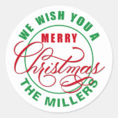 聖降誕祭お目出度う ラウンドシール (正面)