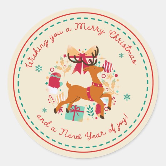 聖降誕祭お目出度う ラウンドシール (正面)