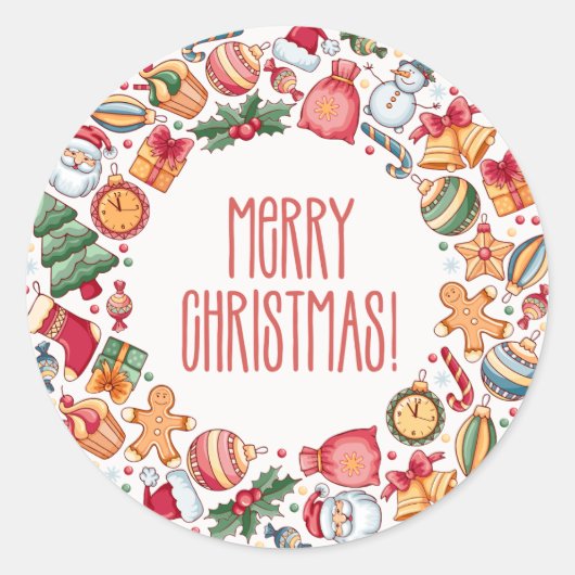 聖降誕祭お目出度う ラウンドシール (正面)