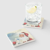 聖降誕祭お目出度う(ヴィンテージサンタクロース) ストーンコースター (横)