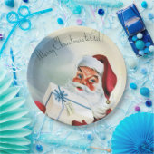 聖降誕祭お目出度う(ヴィンテージサンタクロース) ペーパープレート (パーティー)