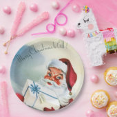 聖降誕祭お目出度う(ヴィンテージサンタクロース) ペーパープレート (パーティー)