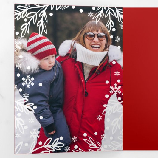 聖降誕祭お目出度う。写真数々のの3つ折カード 三つ折り案内状 (内部最初)