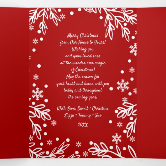 聖降誕祭お目出度う。写真数々のの3つ折カード 三つ折り案内状 (内部中)