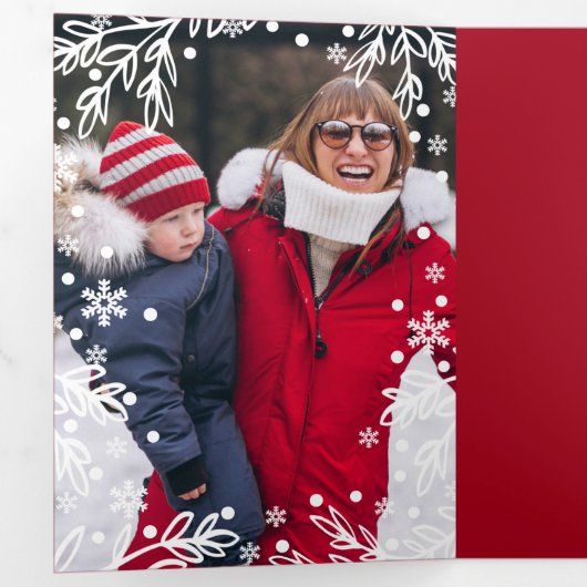 聖降誕祭お目出度う。写真数々の3枚カード 三つ折り案内状 (内部最初)