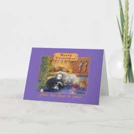 聖降誕祭お目出度う、君の家へ、犬のカード シーズンカード