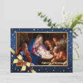 聖降誕祭お目出度う。宗教ファインアートクリスマスカード シーズンカード (スタンド正面)