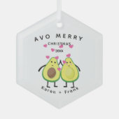 聖降誕祭お目出度う！愛らしいアボカドカップル ガラスオーナメント (正面)