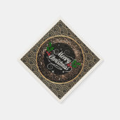 聖降誕祭お目出度う、煌々とグリッター スタンダードカクテルナプキン (角)