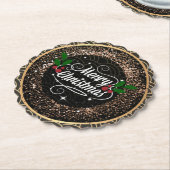 聖降誕祭お目出度う、煌々とグリッター ペーパーコースター (アングル)