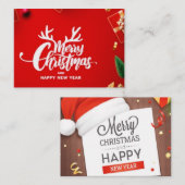 聖降誕祭お目出度う、祝祭日お目出度う！」 ノートカード (正面/裏面)