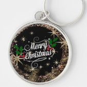 聖降誕祭お目出度う、輝く、グリッターと輝き。 キーホルダー (正面)