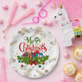 聖降誕祭お目出度う、飾りデザイン。 ペーパープレート (パーティー)
