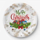 聖降誕祭お目出度う、飾りデザイン。 ペーパープレート (正面)