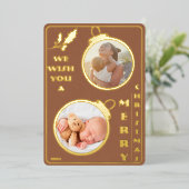 聖降誕祭お目出度う | 2枚の写真ユニーク 箔シーズンカード (立ち正面)