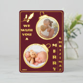 聖降誕祭お目出度う | 2枚の写真ユニーク 箔シーズンカード (立ち正面)