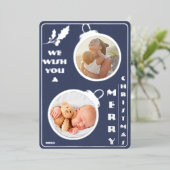 聖降誕祭お目出度う | 2枚の写真ユニーク 箔シーズンカード (立ち正面)