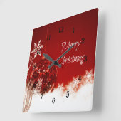 聖降誕祭お目出赤と白し スクエア壁時計 (傾斜)