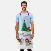 聖降誕祭お祭り！キュートなクリスマステディベアーズ エプロン (着用した状態)