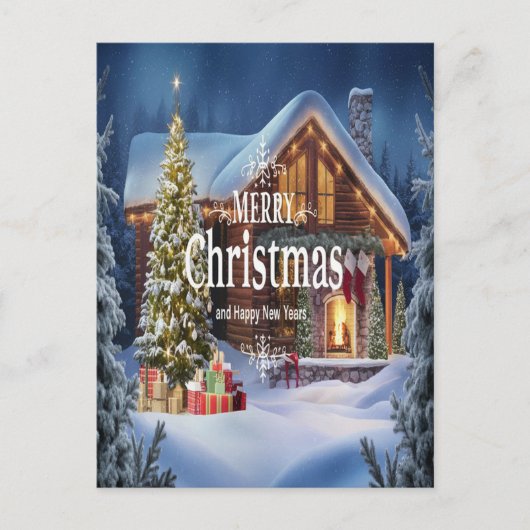 聖降誕祭きらめくお目出度う ポストカード (正面)