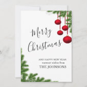 聖降誕祭に輝く冬松の針の円錐 シーズンカード (正面)