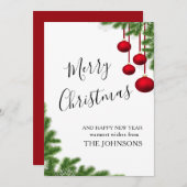 聖降誕祭に輝く冬松の針の円錐 シーズンカード (正面/裏面)