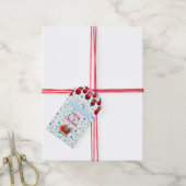 聖降誕祭のお目出しサンタそりと星から ギフトタグ (より糸付き)