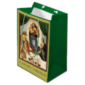 聖降誕祭のお目出しマドンナとキリストの子供ラファエル ミディアムペーパーバッグ (正面アングル)