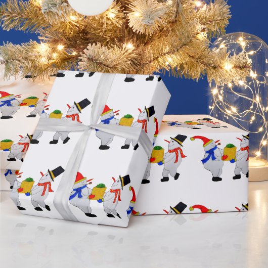 聖降誕祭のお目出し雪だるま ラッピングペーパー (クリスマス)
