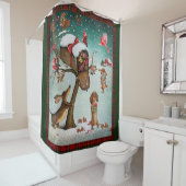 聖降誕祭のお目出度いただいたダックスフンド犬の贈り物 シャワーカーテン (インサイチュ)
