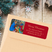 聖降誕祭のお目出度うキリスト教中世の赤 ラベル