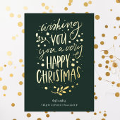 聖降誕祭のお目出度うグリーン金ゴールド 箔シーズンカード