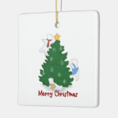 聖降誕祭のお目出度うシロクマ セラミックオーナメント (左)